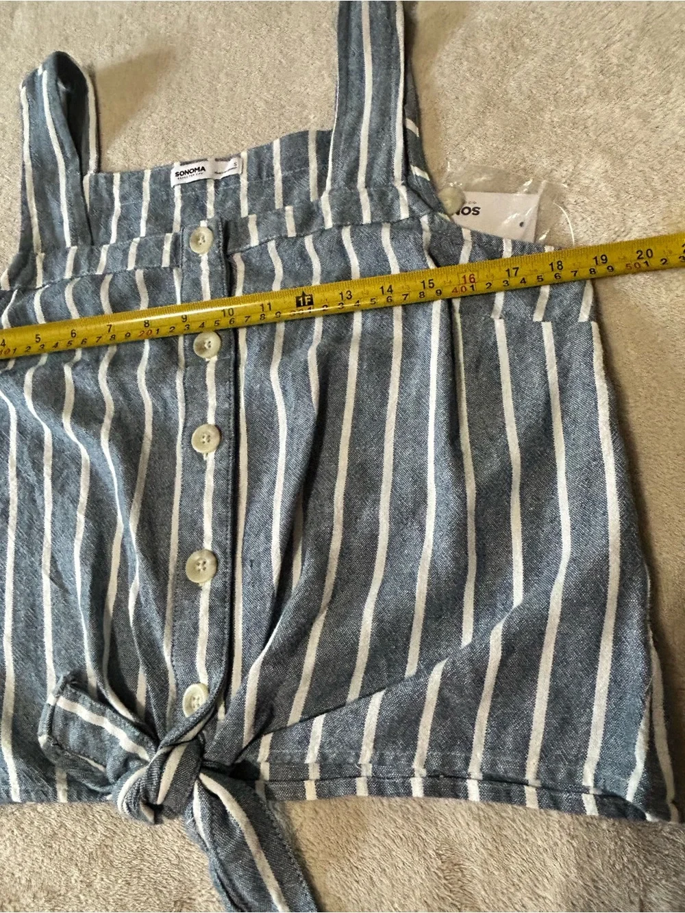 Sonoma Goods for Life Tie-Hem Square Neck Tank Vertical Stripes Small  NWT